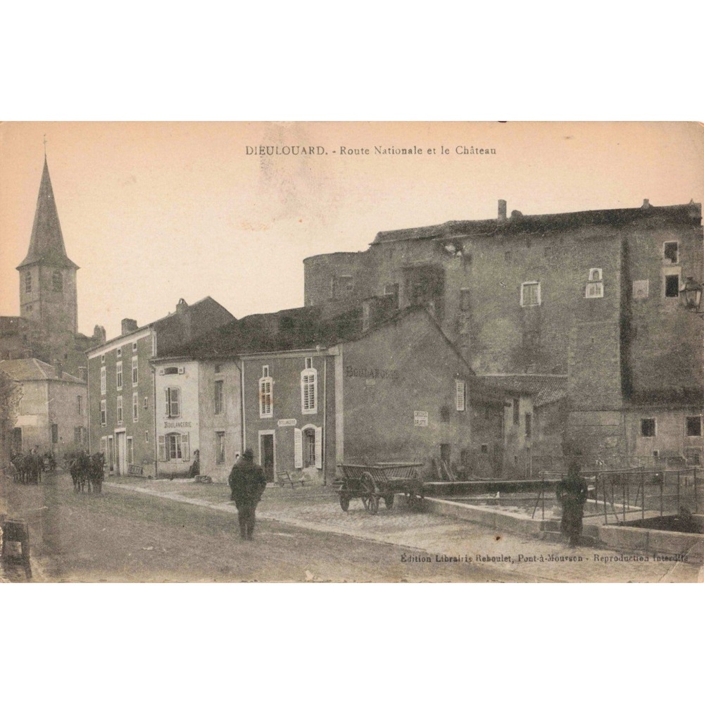 Dieulouard France Route Nationale Chateau Boulangerie Street Scene Postcard c191 - Picture 1 of 2